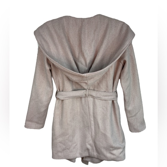 Medium Mauve Pink Chevron Belted Hooded Dress Coat Jacket NEW from Forever21 - Picture 7 of 11